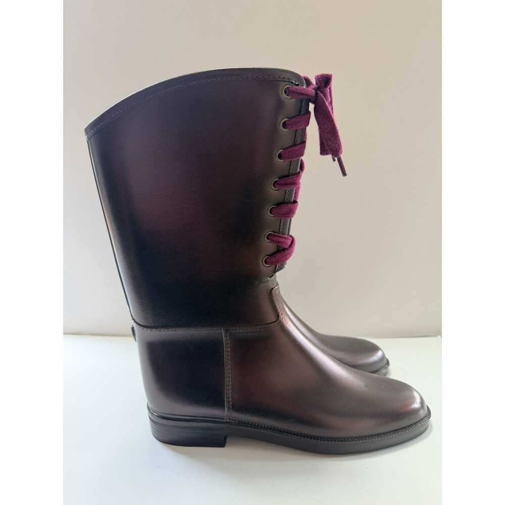 NAOT Women’s Metallic Purple Rain Boots Lace Up Mid Calf Waterproof Size 10 - Picture 4 of 12